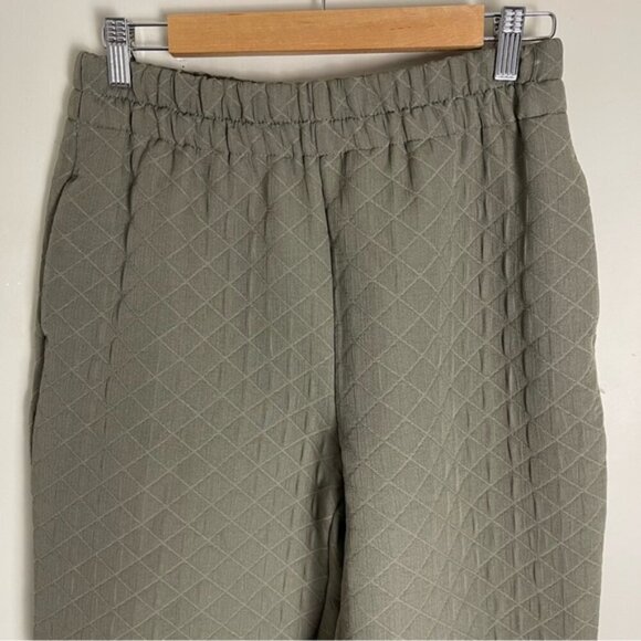 Zara women’s khaki green quilted high rise pull on trouser pants size medium - Picture 5 of 16